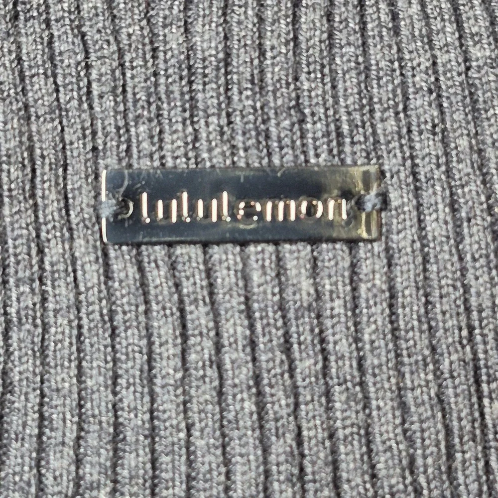 Lululemon Women's Large Gray Open Front Cardigan Lightweight Ribbed Drape‎ Hem